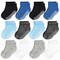 CozyWay Low-Cut Grip Toddler Socks - Non-Slip Grippers - Soft Cotton Comfort Kids Socks - 3T-5T - Pack of 12 - Blue/White/Black